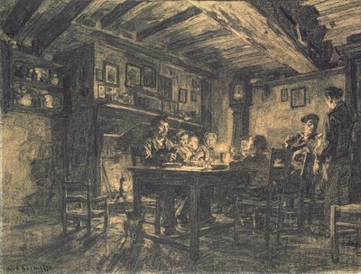 Cena familiar en la noche, 1883 de Leon Augustin Lhermitte